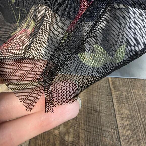 Vintage 90s Rose Mesh Wrap Maxi Dress Whimsigoth Romantic Size 18 Wedding Guest - Picture 5 of 8